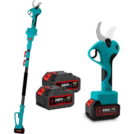 Elektrische Astschere mit 2 m Teleskopstange, 45 mm kabellose elektrische Astschere mit Schirm für Hecke, Baum, Obst (1/5)