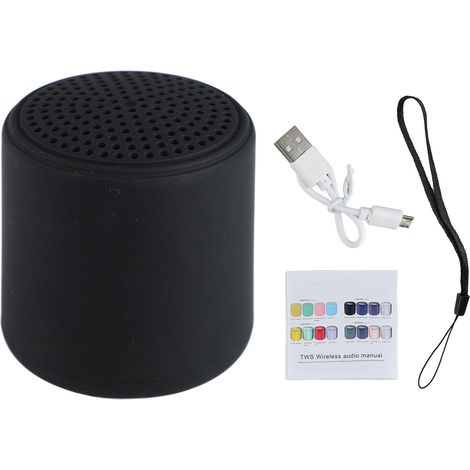 Enceinte Bluetooth Mini Sans Fil, Rechargeable USB, 400mAh, Étanche, Portable pour Intérieur et Extérieur, Noir (1/5)
