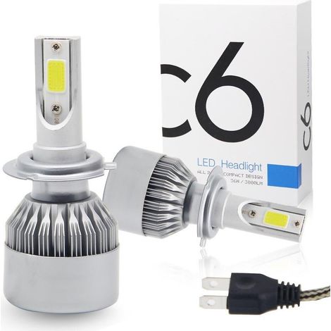 Coppia Lampadine Kit Fari Auto C6 H7 36 W Lampada Cob Lampadina Led Luce Bianca (1/3)