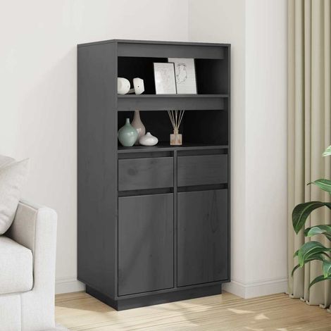 Buffet - Armoire de rangement Enfilade Gris 60x40x116,5 cm Bois massif de pin BV572285 - BonneVie (1/5)