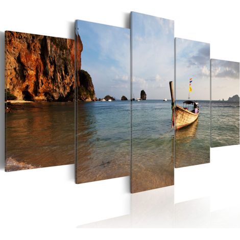 Tableau Imprimé "Bateau au Bord de la Mer" 100 x 200 cm (1/2)