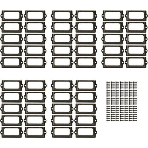 50 Pièces Porte Etiquettes Cadre, Porte-Étiquettes en Métal, Porte-Étiquettes pour Cartes de Nom de Tiroir, pour Plaques Nominatives, Armoire D'apothicaire, Tiroir D'archivage (1/5)