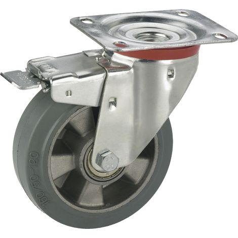 Lenkrolle Vollgummi-Rad ø 125mm Transportrolle mit Feststeller Tragkraft 180kg