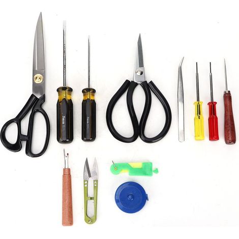 Kit de couture professionnel 12 pièces avec ciseaux, mètre ruban, aiguilles, enfile-aiguille, découd-vite (1/5)
