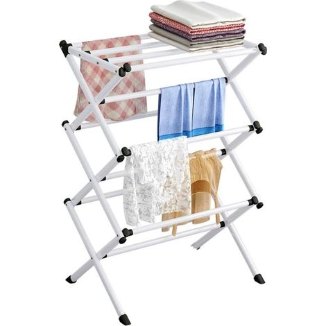 Séchoir à linge pliable 4 niveaux – Acier antirouille – Capacité 50 kg – Dimensions 63x39x98 cm – Design extensible pour gain d'espace (1/5)