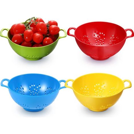 Panier à linge 4 pièces pour légumes, passoire de cuisine, passoire à baies en plastique, passoires en plastique avec poignées, avec double poignée, petite passoire pour fruits, légumes et (1/5)