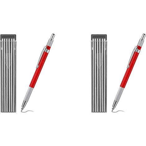 2x Schweißerbleistift mit 24 silbernen Minen, Metallmarker, mechanischer Schweißerbleistift für Rohrschlosser, Metallverarbeitung, Rot (1/5)