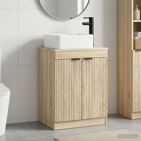 vidaXL Set di mobili per il bagno Rovere Sonoma Legno ingegnerizzato (1/5)