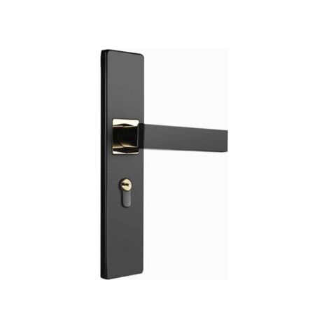 Poignée de verrouillage , serrure de porte en bois pour chambre à coucher, serrure intérieure silencieuse (noir/or) (1/4)
