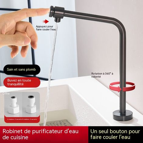 Robinet purificateur eau acier inoxydable 304, gris gun eau potable directe cuisine (1/4)