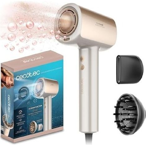 Cecotec Secador de Pelo Brushless de Última Generación DryGlam Nano Plasma Champagne. Potencia de 110,000 RPM y 1600W