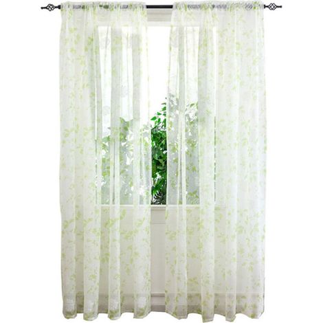 Rideaux en Voile à Poche pour Tringle à Motif Floral - Longs Panneaux pour Fenêtre - Décoration pour Séjour, Chambre, Cuisine, Jardin (1/5)