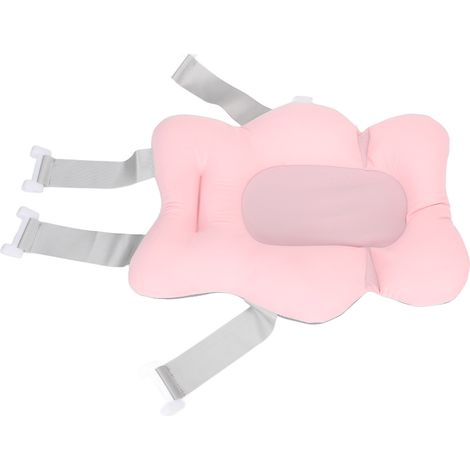 Coussin de bain bébé antidérapant, fixation 4 coins, doux et réglable, tapis de baignoire nouveau-né rose (1/5)