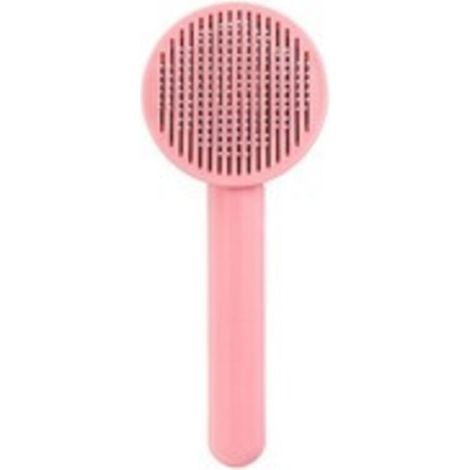 Brosse pour chat, brosse de toilettage pour chien, brosse de toilettage autonettoyante pour chat et chien, épilation en un clic, rose et blanc (1/3)