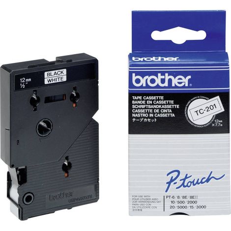 Brother TC TC-201 Couleur de ruban: blanc Couleur de police:noir 12 mm 7.7 m