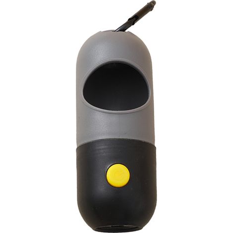 Distributeur de sacs à excréments pour chiens, grande capacité, mains libres, Portable, support de déchets pour animaux de compagnie, avec Clip en métal, pour marche en plein air, voyage, gris, noir (1/5)