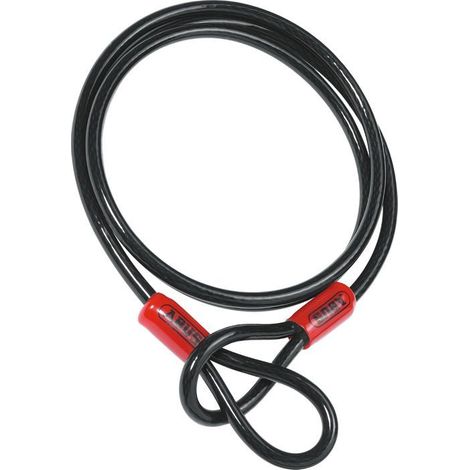 Câble en acier - 1 unité - Gaine plastique - Antivol de casque et de roue - Vélo et moto - 2,2 mètres Noir (1/3)