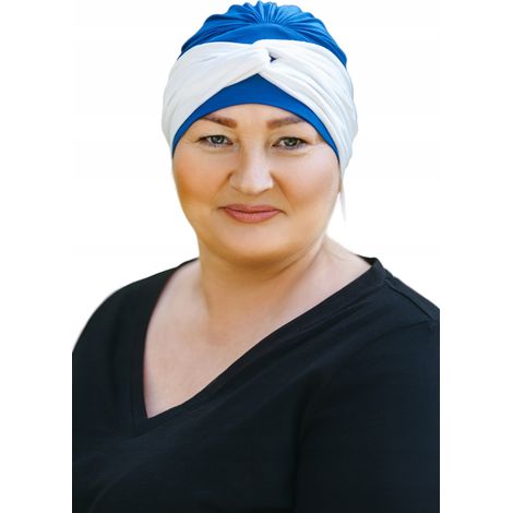 Zuza 116 Damen-Kopfbedeckungsset – ecrufarbener Turban + Haarband, polnisches Produkt (1/4)