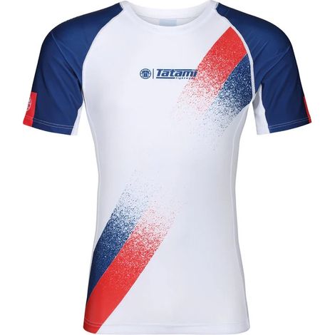 Tatami Rashguard Herren Kurzarm Abstrakt Weiß/Marineblau XL