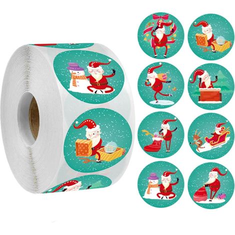 Autocollants de Noël Rouleau pour Cartes Cadeaux Décorations Multi Pack Père Double Face Flocon Neige 500 Pièces Pvc (1/3)