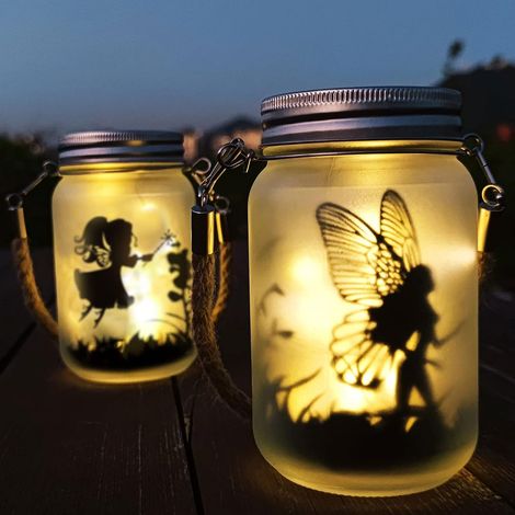 Décoratif de jardin Lanterne Solaire, Mostof IP44 Étanche Extérieur Mason Jar Solaire Lampe pour Patio Pelouse Fête Les lumières Jardin Décoration (Blanc chaud) (1/5)