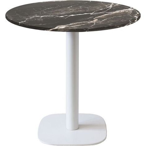 Table ronde Ø 70 cm - modèle Round pied blanc marbre royal