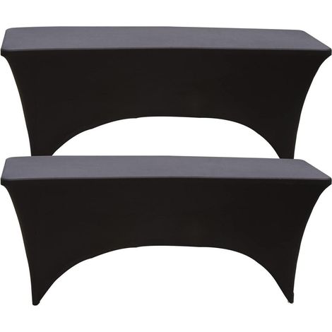 2er Set Stretch Tischdecke 180cm Schwarz für Bankett & Hochzeit