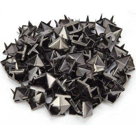 100 Pièces Rivets Carrés en Laiton Cuivre 9mm pour Décoration Cuir, Accessoires de Vêtements, Chaussures, Sacs - Couleur Gun (1/5)