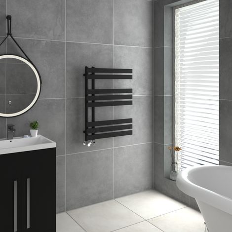 WarmeHaus D Shape Bathroom Radiator Warmer Black 800x600mm