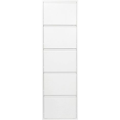 Kare Design scarpiera Caruso, bianco, 5 scomparti basculanti per max. 10 paia, comode dimensioni sottili, 170x50x14cm, corridoio, stanza da letto, stile minimalista, design e praticità (1/5)