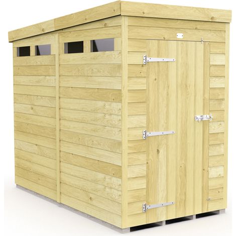 4 x 8 Feet Pent Security Shed - Single Door - Wood - L231 x W127 x H201 cm