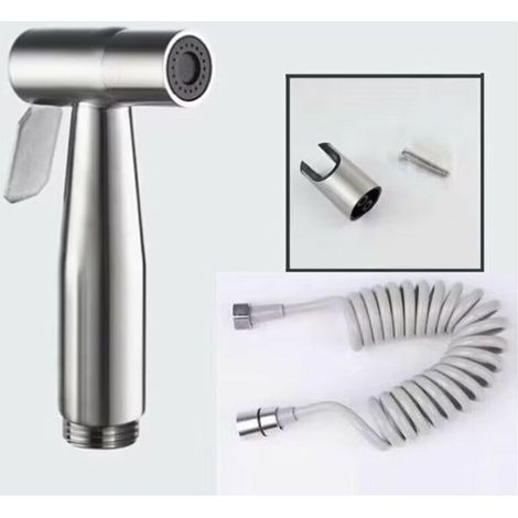 Handbrause für Bidetgeräte – mit 150 cm langem, teleskopierbarem, flexiblem ABS-Duschschlauch für Sanitärinstallationen, Toiletten, Bidet-Badezimmer-Sprühpistole (Grau)
