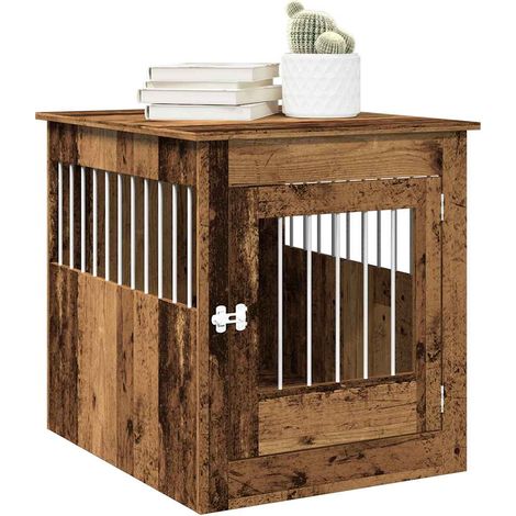 Hundekäfig im Möbelstil Altholz-Optik 64,5x80x71 cm