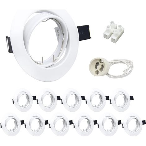 Projecteurs Spot Encastrable GU10 Carré Inox,12x Cadre De Montage Encastrable 68mm Avec Douille GU10, Cadres Pour spot encastré Orientables 30° 220V-240V