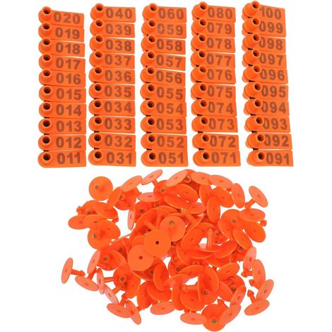 100pcs Étiquettes D'oreille pour Vache en Tpu Orange, Résistantes à L'usure Décoloration, pour Identifier et Gérer le Bétail Efficacement la Ferme (1/5)