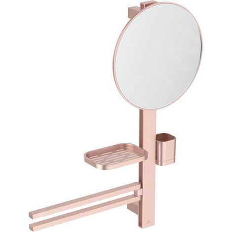 Ideal Standard ALU+ - Miroir avec porte-serviettes, tablette et gobelet pour brosses à dents et dentifrice, rosé BD588RO