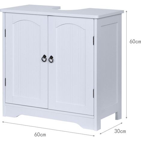 Mobile sottolavabo portaoggetti elegante bagno 60 x 60 x 30 cm con ripiano regolabile in MDF bianco 130017771