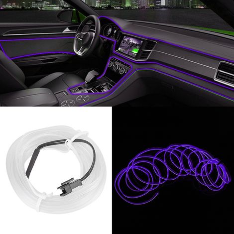 Bande lumineuse décorative pour voiture, éclairage intérieur LED EL à lumière froide, pièces de modification, 4 mètres, violette (1/5)