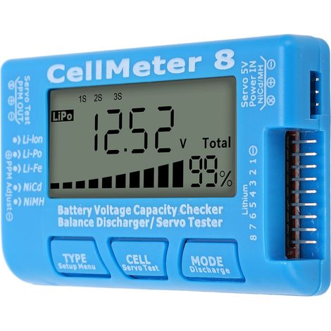 Testeur de capacité de batterie numérique, détecteur, testeur d'équilibrage de batterie, déchargeur servo pour LiPo bleue (1/5)