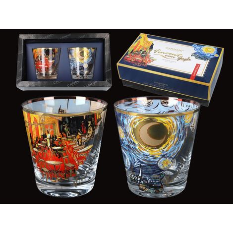Juego de 2 vasos de whisky con el diseño de la Noche estrellada de Van Gogh. (1/5)