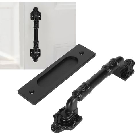 GROOFOO Sliding Barn Door Handle Double Sided Black Barn Door Pull Handle for Gates Garages (1/5)