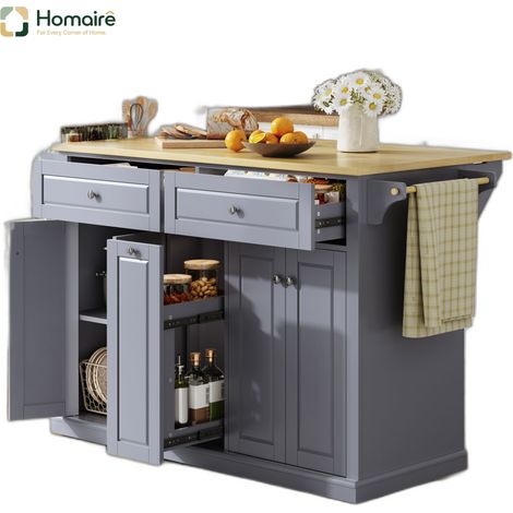 Küchenwagen aus MDF grau 121 x 69 x 89 cm HOMAIRE (1/5)