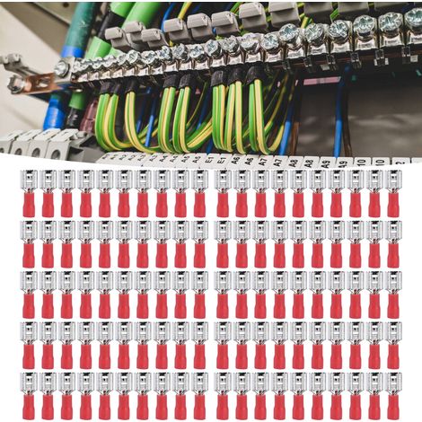 100 pezzi di connettori a forcella isolati in rame e PVC, terminali a crimpare elettrici per uso domestico 22-16AWGFDD 1,25-250, DUBUNS (1/5)