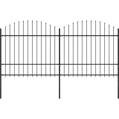 vidaXL Recinzione da Giardino con Punta a Lancia in Acciaio 359x175 cm Nero