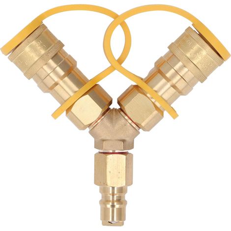 Répartiteur de Gaz en Y 1 2 1 2 Répartiteur de Gaz Y 15 × 12 × 3 Y Adaptateur de Connexion Rapide pour Barbecues, Générateurs, Chauffages de Terrasse, Fours à Pizza, Fosses de (1/5)