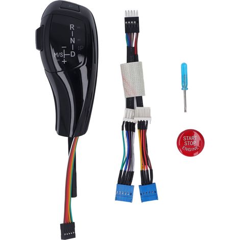 Kit de couvercle de bouton de démarrage du moteur, pommeau de levier de vitesse LED rouge pour série 6 E63 E64 pré-lifting 2004-2006 noir brillant (1/5)