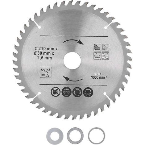 Kreissägeblatt aus Hartmetall für Holzbearbeitung, Gehrungssägen, Tischkreissägen, zum Schneiden von Holz und Kunststoff, 8‑1/4 Zoll, 210X48TX30