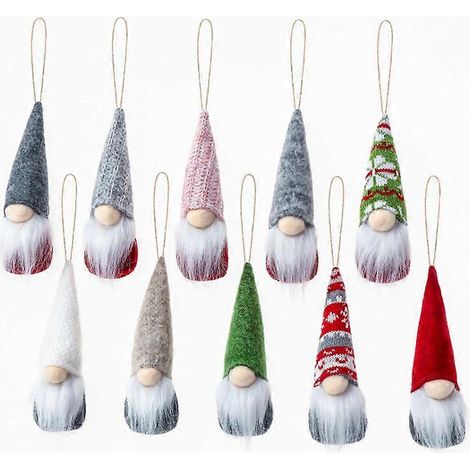 MIMIGO 5 piezas de gnomos colgantes para árbol de Navidad, adornos suecos de peluche hechos a mano, gnomos de Papá Noel y elfos para el árbol de Navidad o como llavero (1/5)