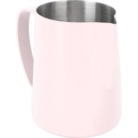 Mug à mousser le lait 480 ml, en acier inoxydable 304, avec bec verseur et graduation interne, rose. (1/5)