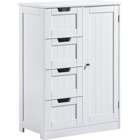 Priano 4 Drawer 1 Door Freestanding Cabinet Bathroom Storage Cupboard, White